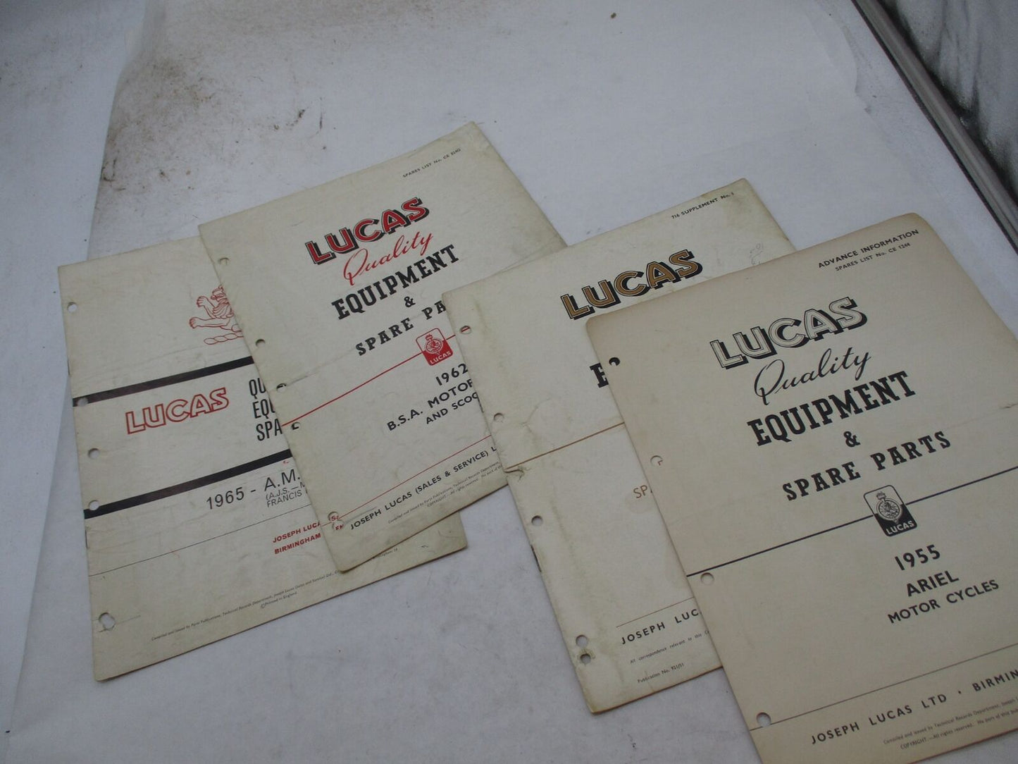 Lot of 4 Lucas Parts List 1955 1951 1962 1965 Books Catalogs Triumph BSA Ariel