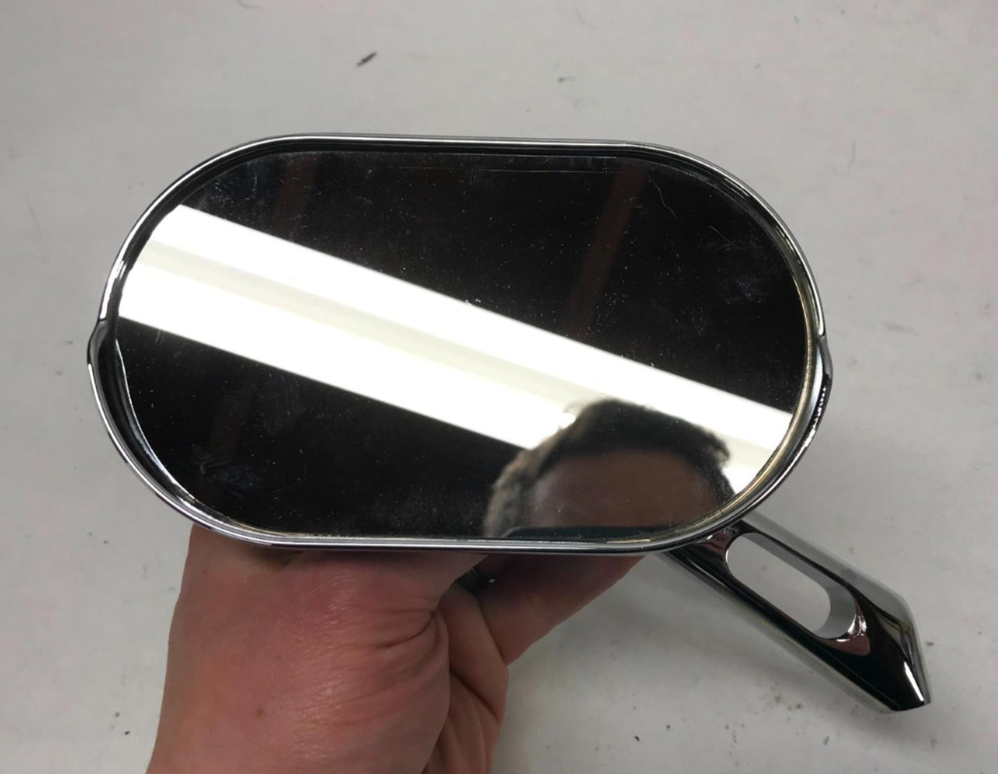 Harley Davidson Custom Shopper Chrome Slotted Oval Left Rear View Mirror
