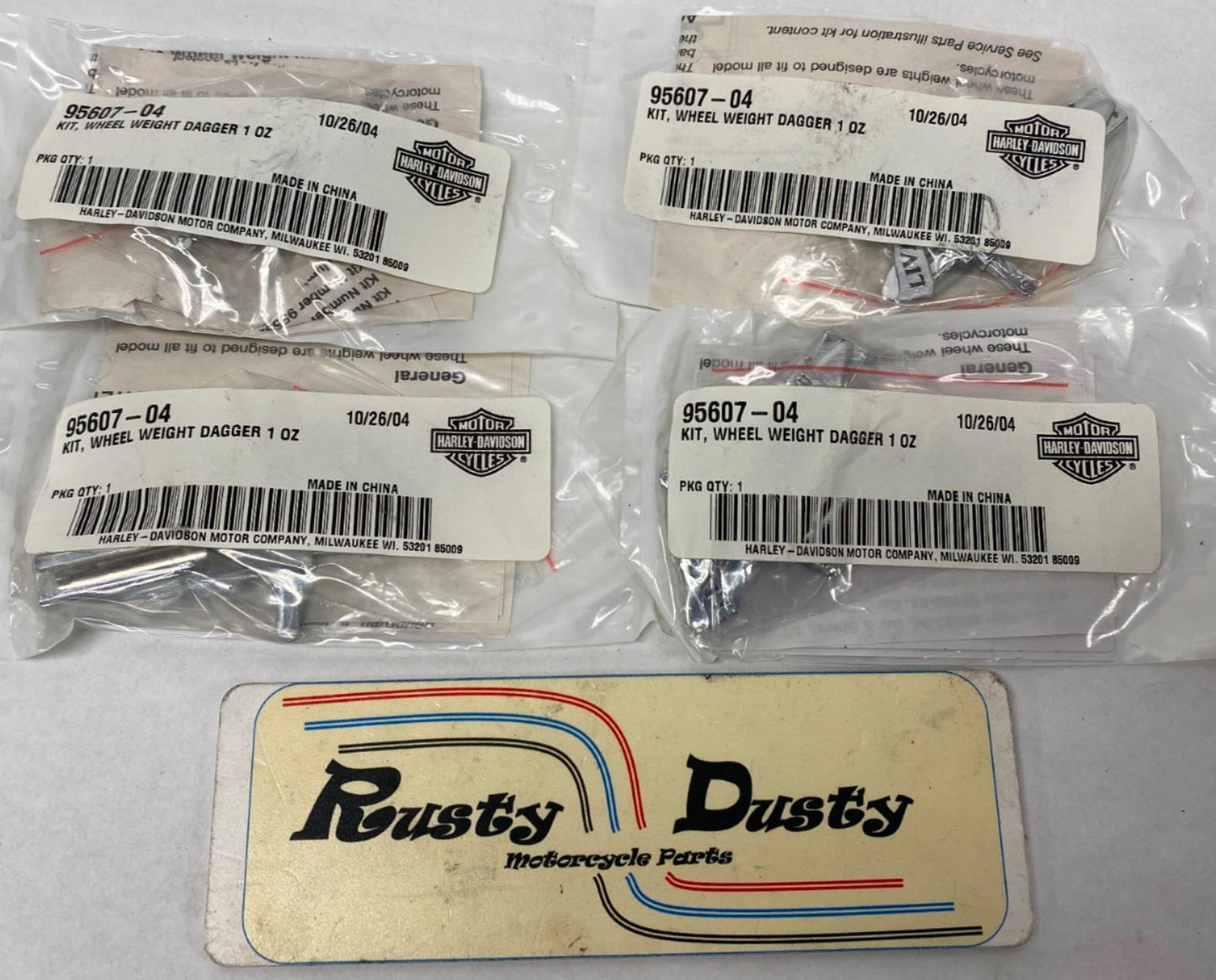 Lot of (4) Harley Genuine Wheel Weight Dagger 102 95607-04