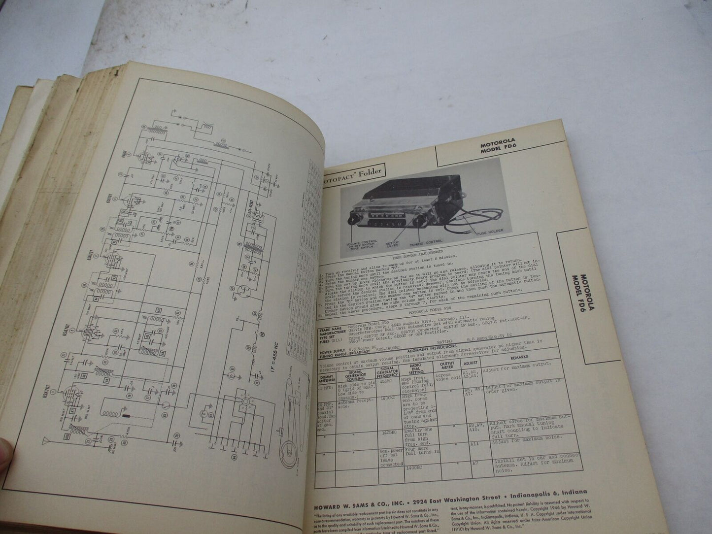 Vintage Original 1949 Howard W. Sams Photofact Folders Auto Radio Manual