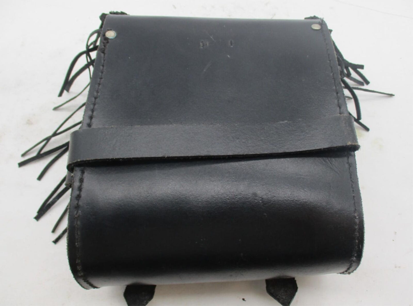 Harley Davidson Black Leather Pouch Bag Sissy Bar Backrest Pouch Tassels