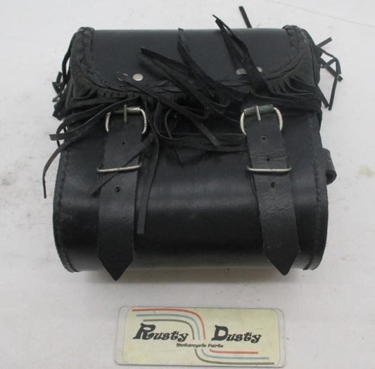 Harley Davidson Black Leather Pouch Bag Sissy Bar Backrest Pouch Tassels