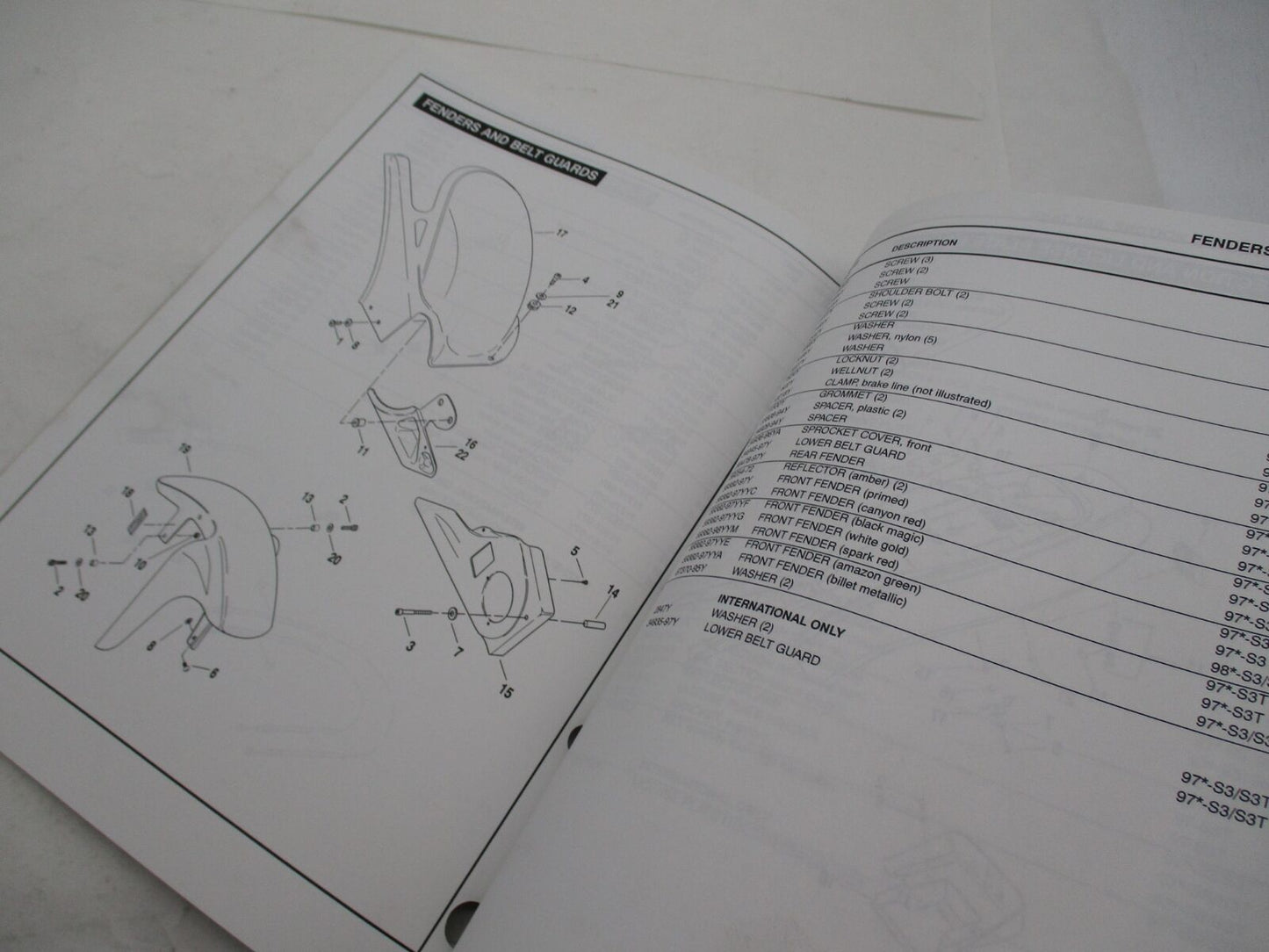 Harley Buell Official 1997-1998 Thunderbolt S3 / S3T  Parts Catalog 99570-98Y