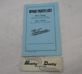 1974 Velocette 350 and 500 cc Models Spare Parts List Book F.482/7R