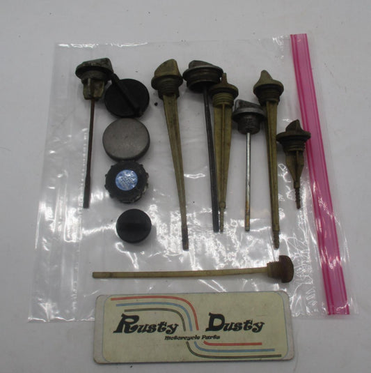 Mixed Lot of Vintage Motorcycle Enduro Oil Dipsticks & Caps