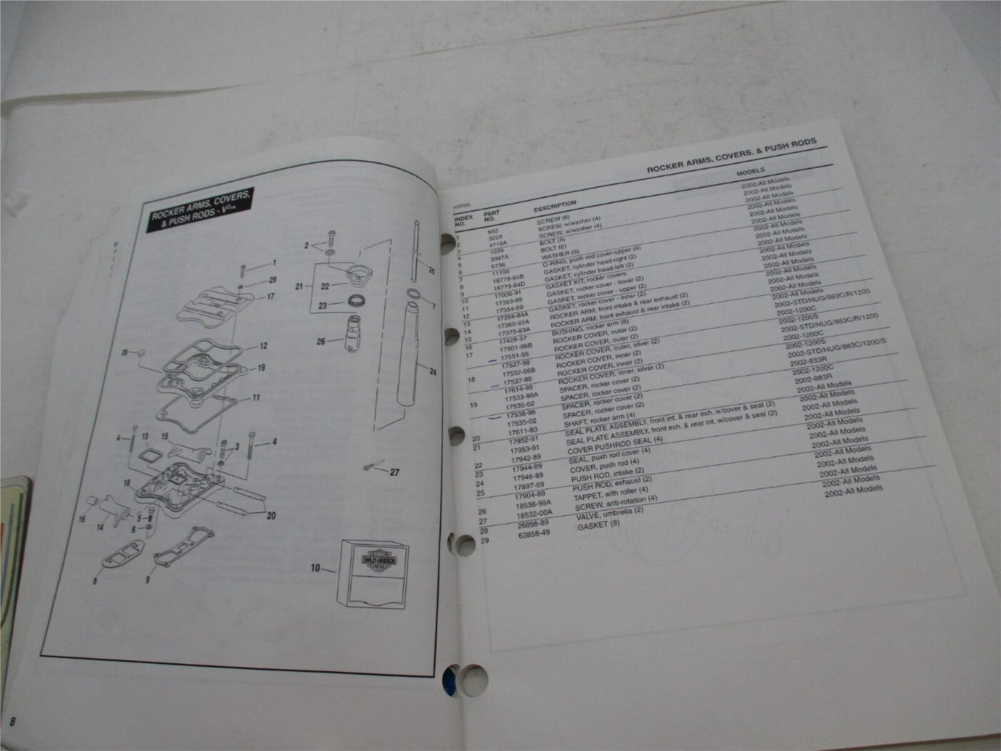 Harley Davidson Official Factory 2002 Sportster Parts Catalog 99451-02A