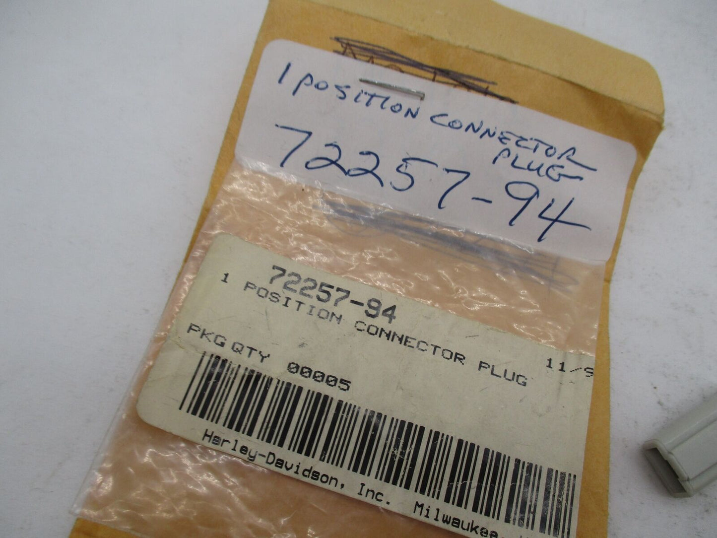 Lot of 5 Harley Davidson NOS Wiring Harness 1 Position Connector Plugs 72257-94