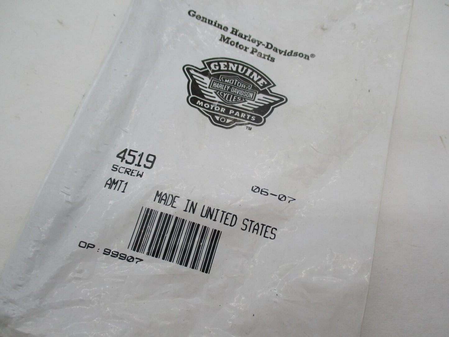 Harley Davidson Genuine NOS OEM Screw 4519