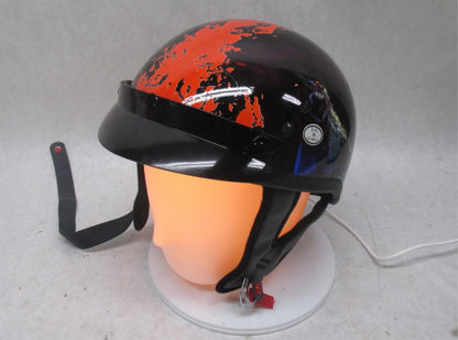 Outlaw Black and Red Medium M T-70 Motorcycle Half Helmet 57-58cm