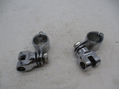 Harley Davidson Genuine Pair of Chrome Highway Peg Mounting Bracket Clamps