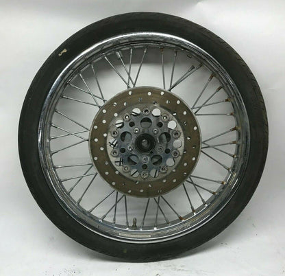 Harley Dyna 21in Front Wheel Rim T21-2.15 TLA w/ Tire & Rotor 44138-95  **BENT**