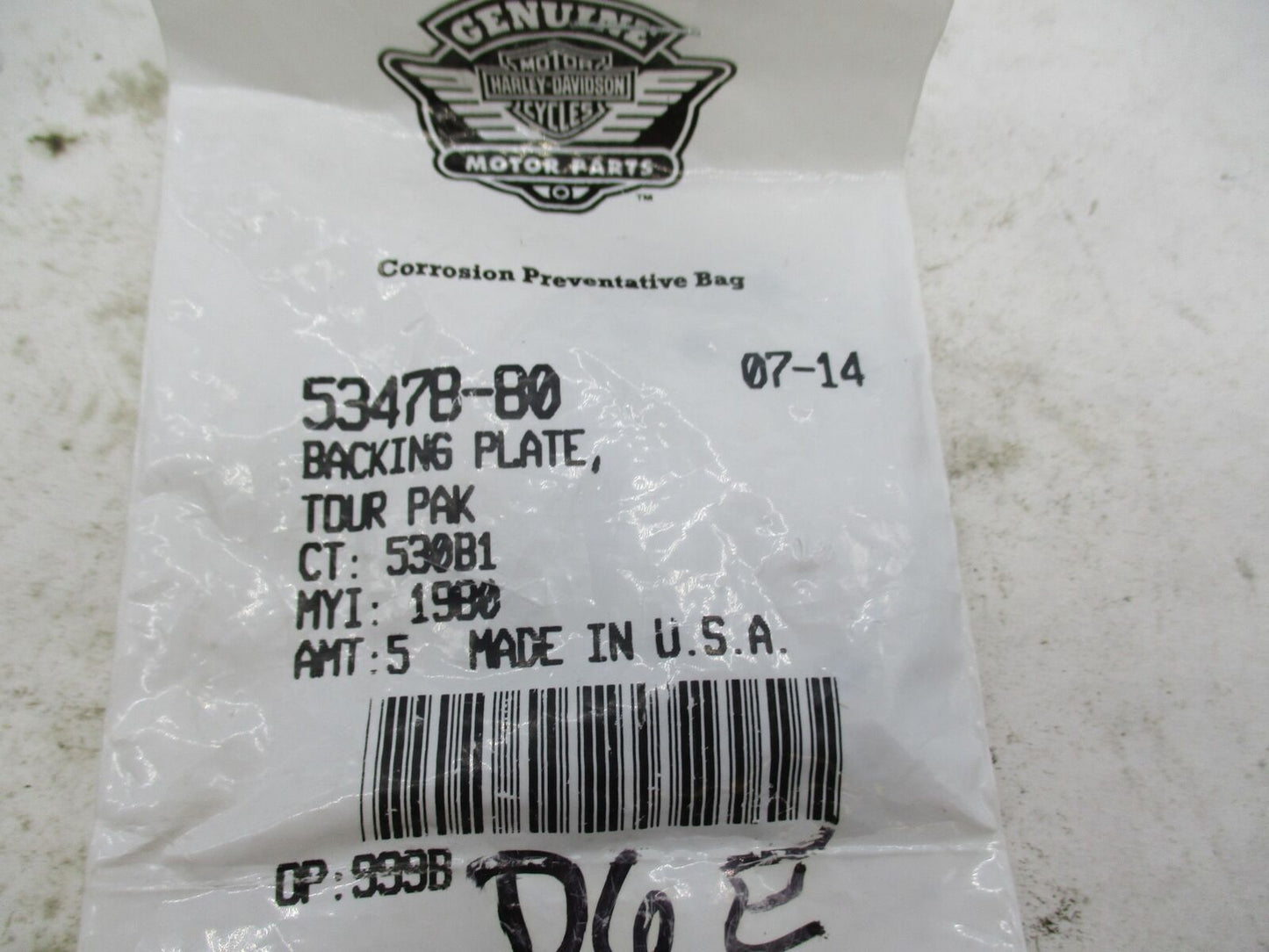 Harley Davidson Genuine NOS OEM Tourpak Backing Plate 53478-80