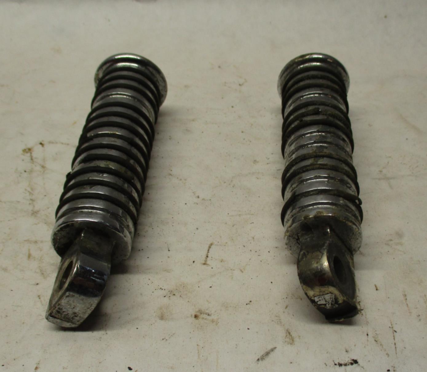 Pair Harley Davidson Shovelhead Sportster Foot Pegs Round Chrome Ribbed #3