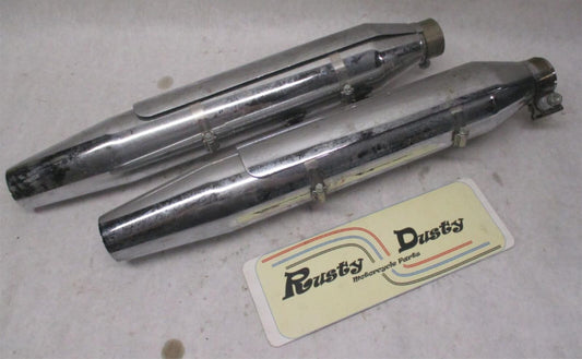 Harley Genuine Heritage Softail Exhaust Mufflers 65357-05 65353-05 w/ brackets