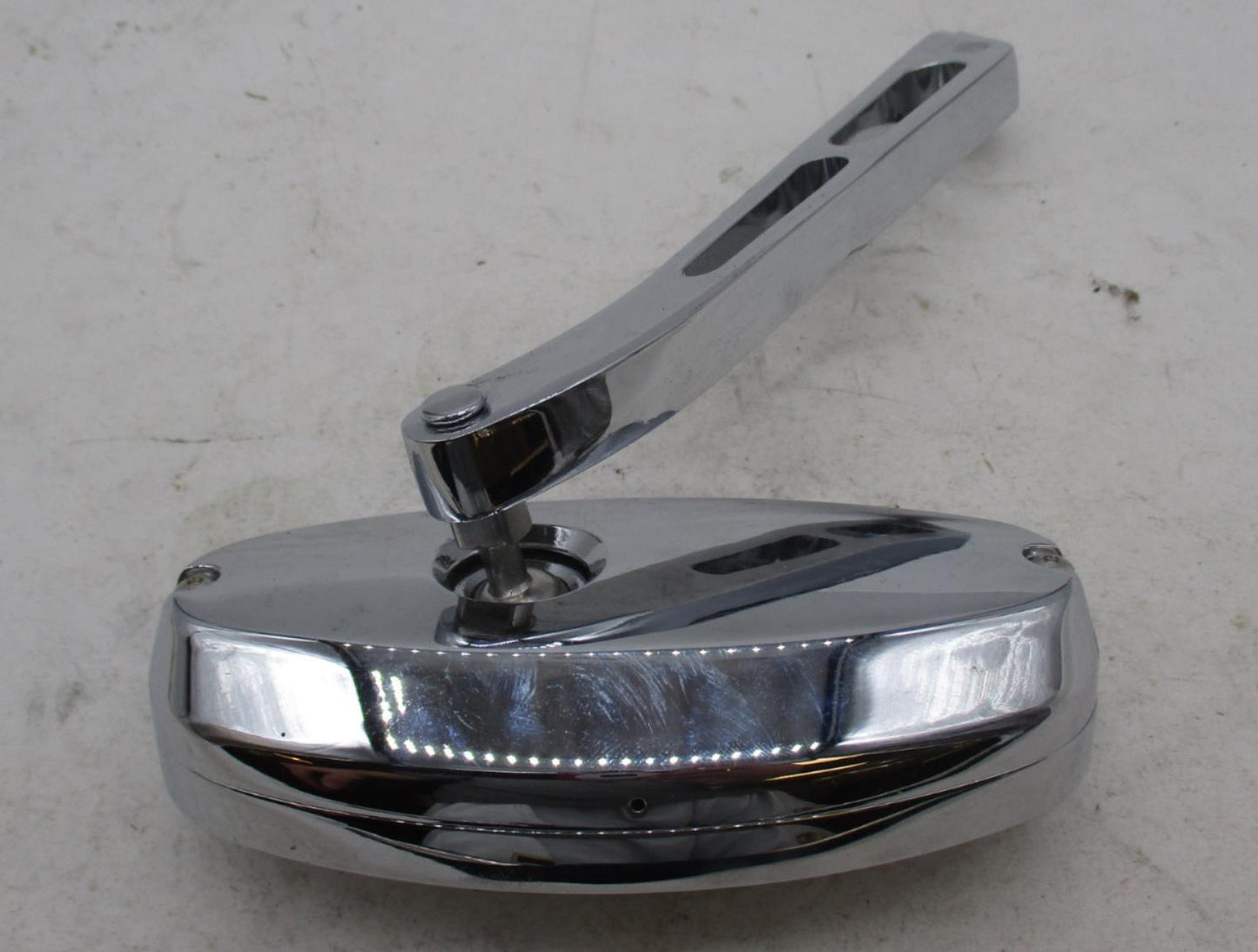 Harley Davidson Chrome Oval Slotted Stem Left Side Mirror