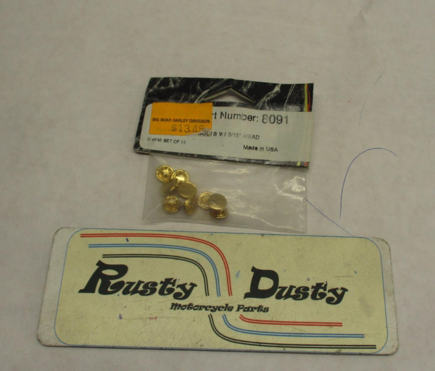 Set of 10 Kuryakyn  8091 Gold Studs Rivets w/ 3/16" head Harley Davidson
