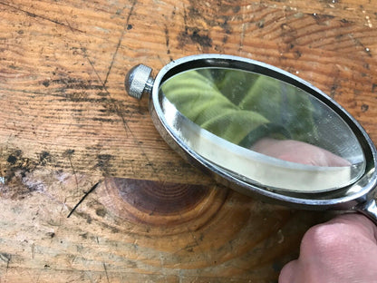 Harley Left side Rear View Mirror Chrome Slotted Arm with Unique Tilting Mirror