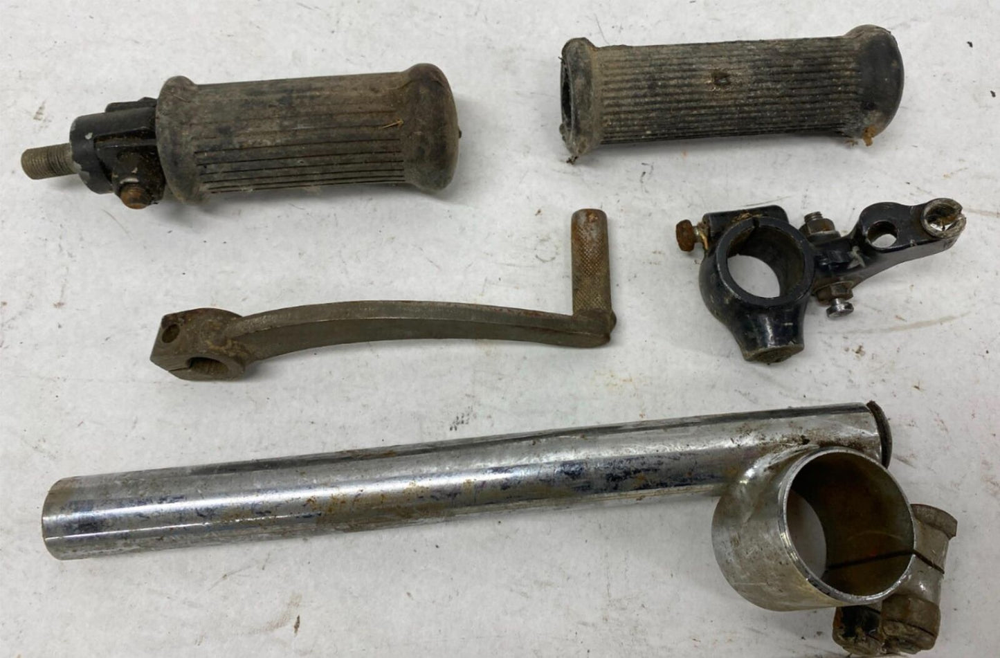 Lot of British Triumph Motorcycle Parts Foot Pegs Clip on handlebar shifter