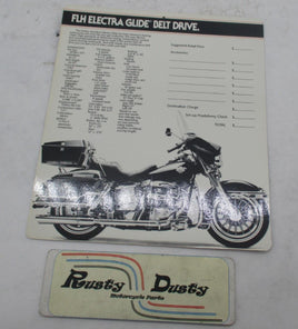 Harley Davidson Laminated FLHT Electra Glide Dealer Sticker Price Spec Card