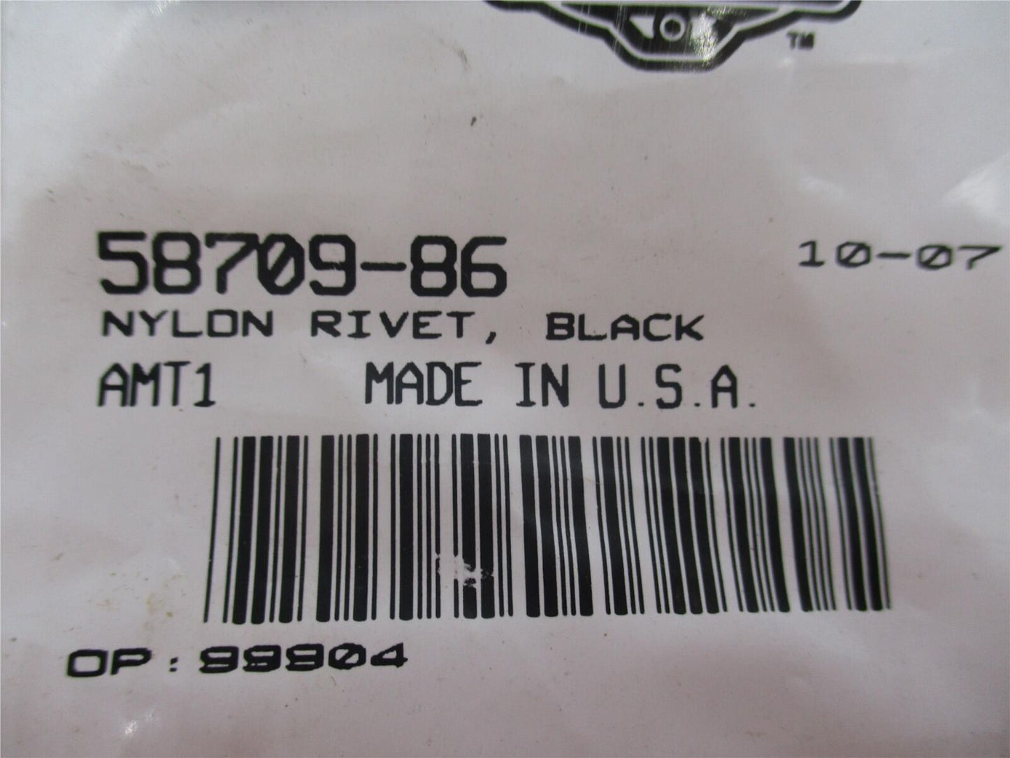 Harley Davidson Genuine NOS Black Nylon Rivet 58709-86