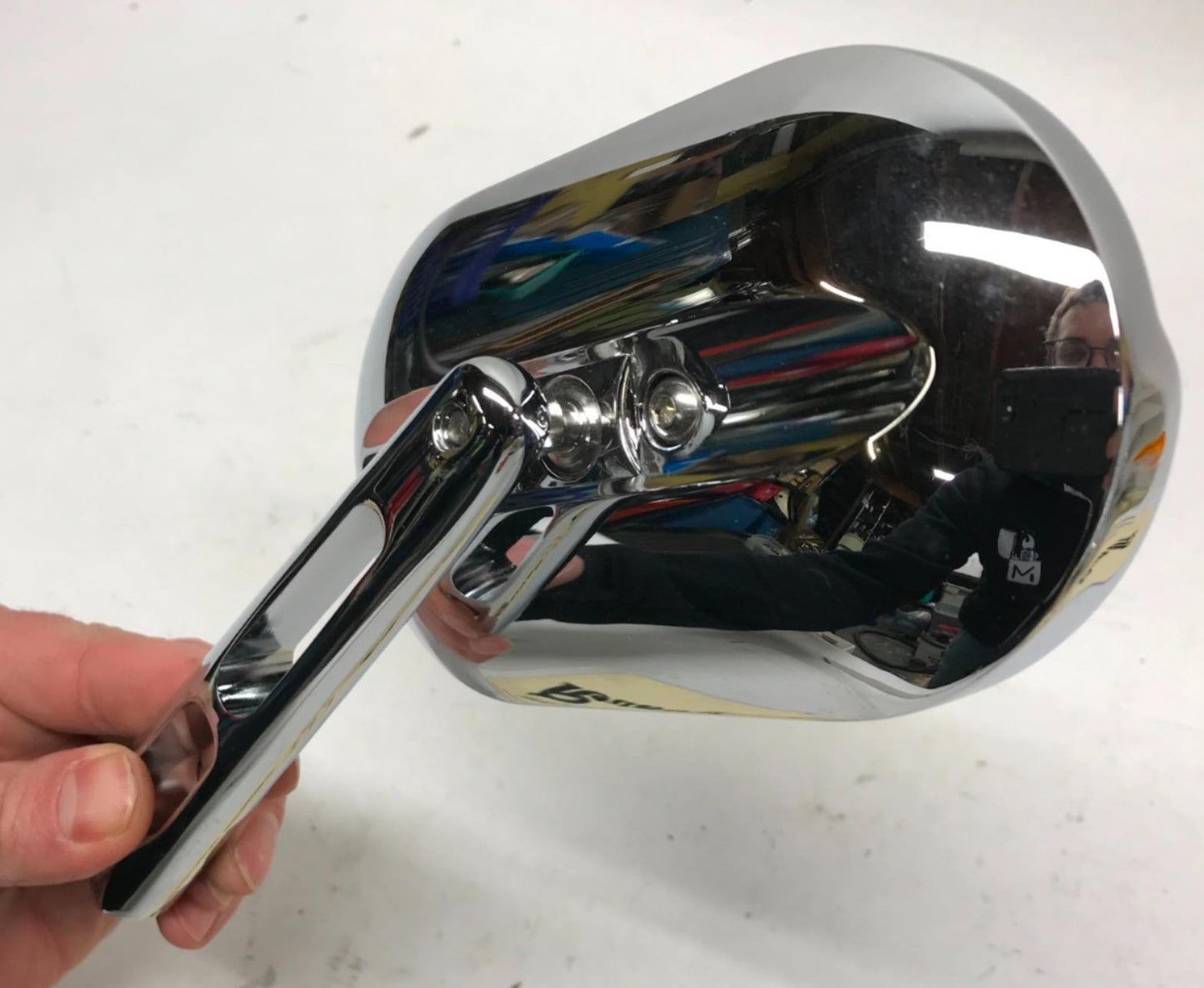 Harley Davidson Custom Shopper Chrome Slotted Oval Left Rear View Mirror