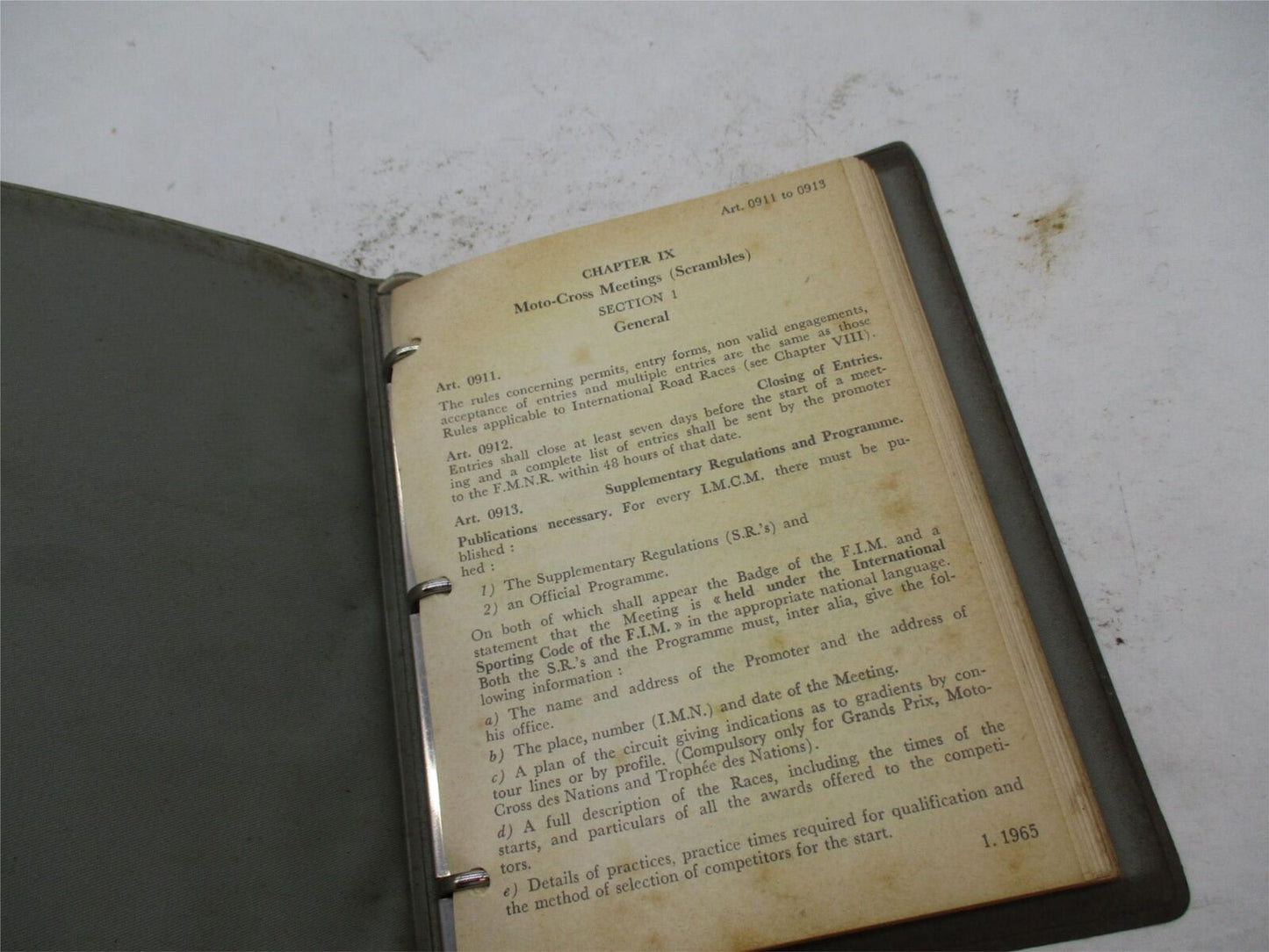 Vintage FIM 1965 Motorcycle Competition Technical Rules for Moto-Cross Book