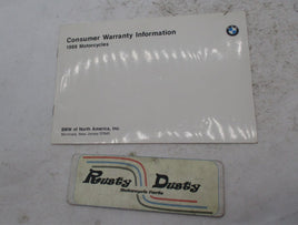 Vintage Original BMW 1988 Motorcycles Consumer Warranty Information Book