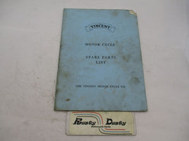 Vintage Original Vincent Motorcycle Spare Parts List Book Catalog