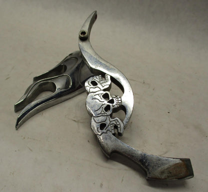 Left Side Harley Chopper Custom Flame Mirror Skull Mirror