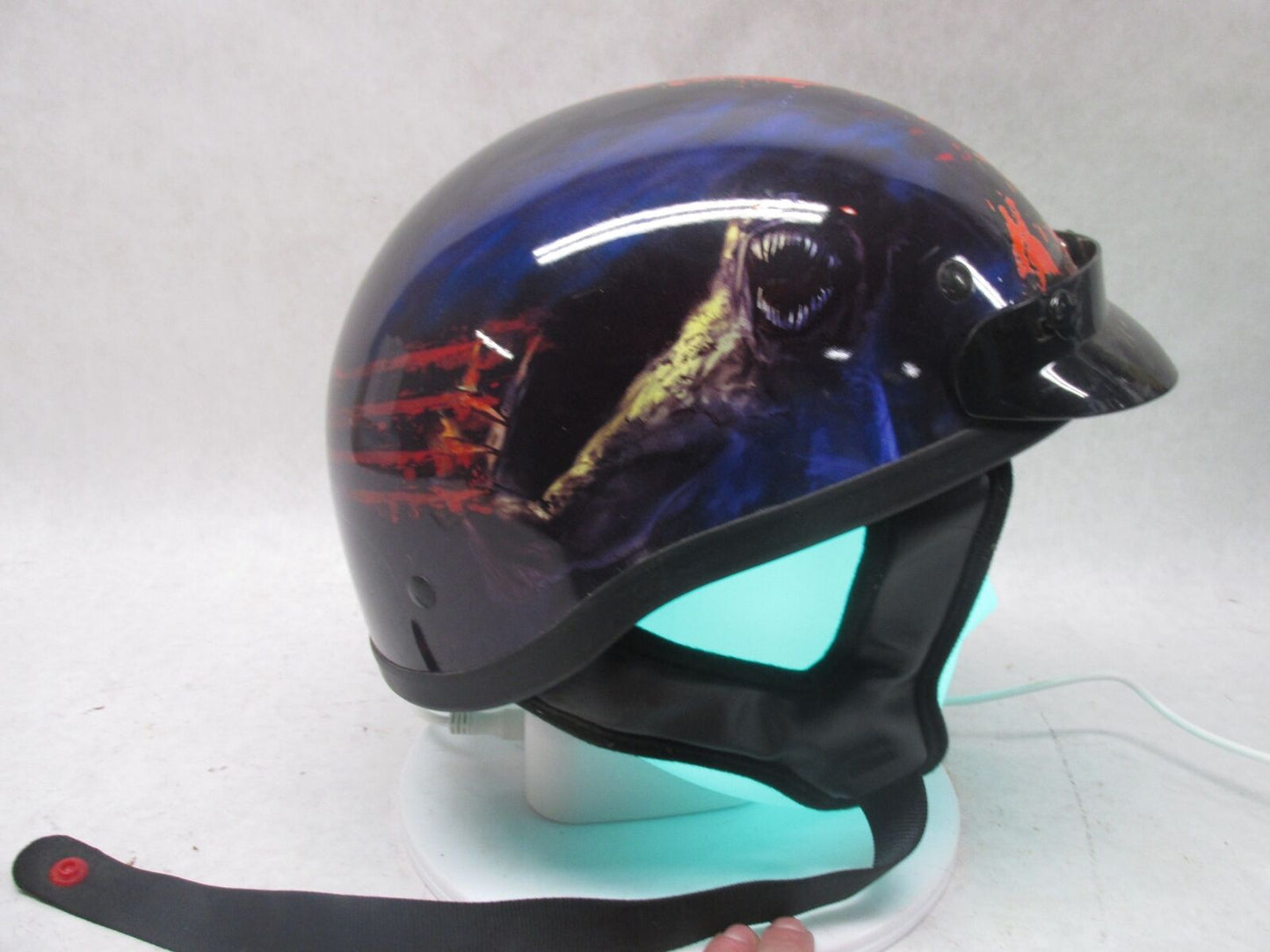 Outlaw Black and Red Large L T-70 Motorcycle Half Helmet 59-60cm