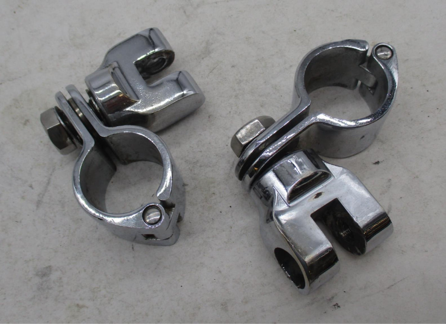 Harley Davidson Genuine Pair of Chrome Highway Peg Mounting Bracket Clamps