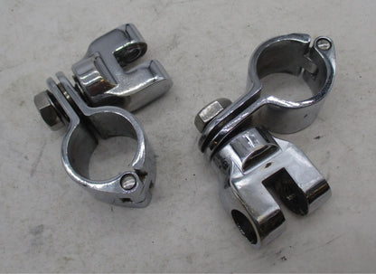Harley Davidson Genuine Pair of Chrome Highway Peg Mounting Bracket Clamps