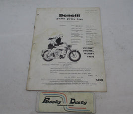 Vintage Original Benelli 1972 Parts Price List Book Buzzer Hornet Dynamo Hurrica