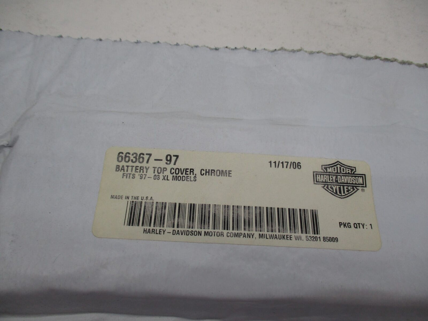 Harley Davidson Genuine NOS Chrome Battery Top Cover XL Sportster 66367-97