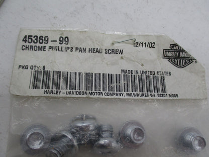 Pack of 6 Harley Davidson Genuine NOS Chrome Phillips Panhead Screws 45369-99