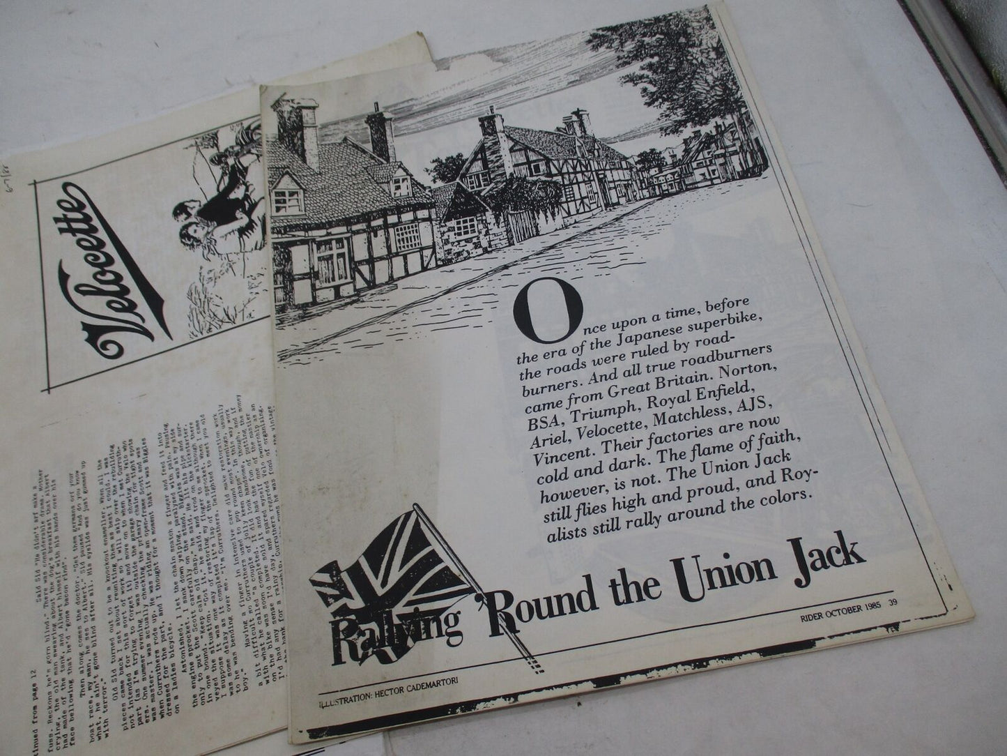 Mixed Lot of Vellocete Motorcycle Articles Photocopies