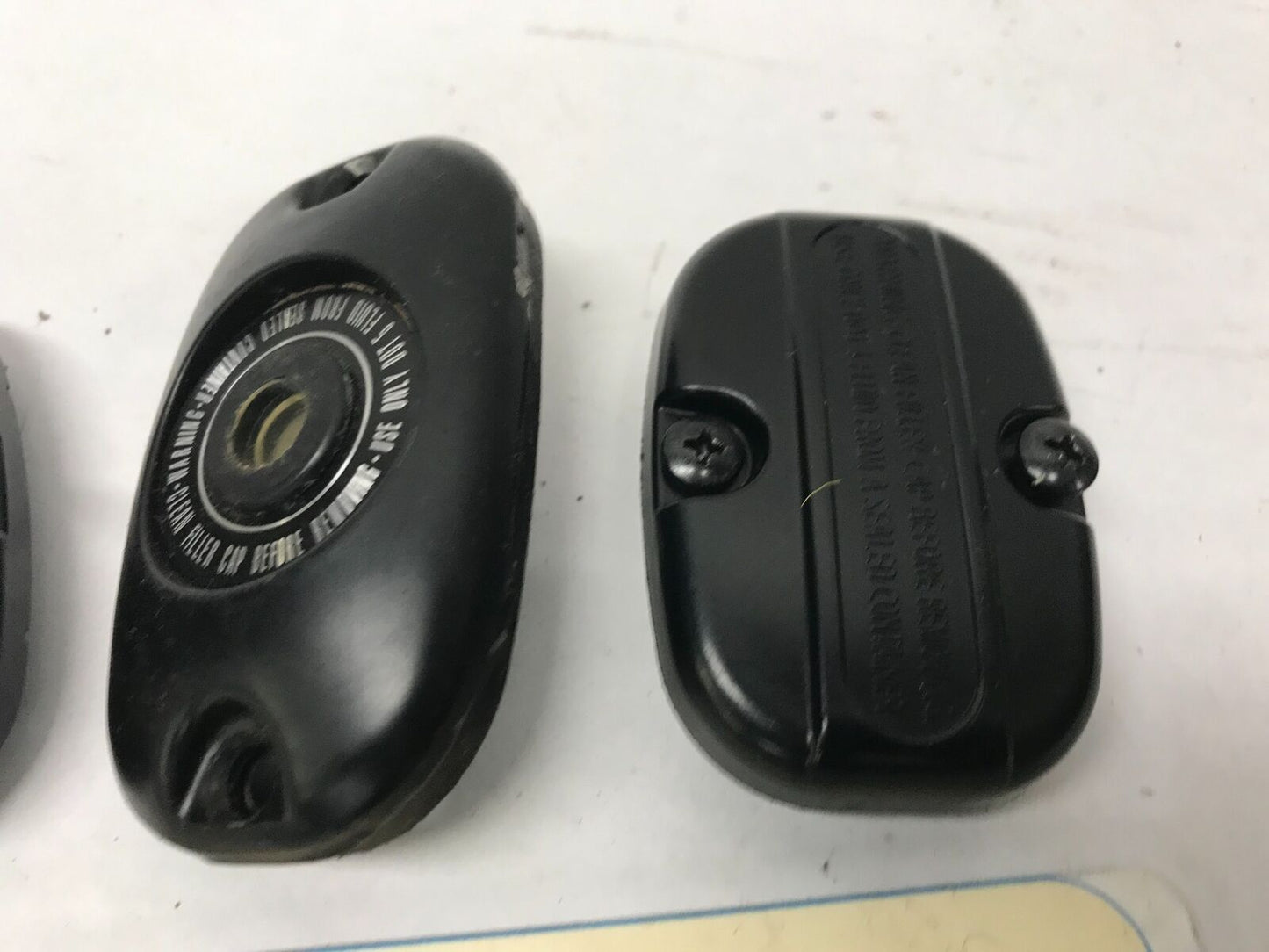 Stock OEM Lot (3) Master Brake Cylinder Covers Black Harley Davidson Softail