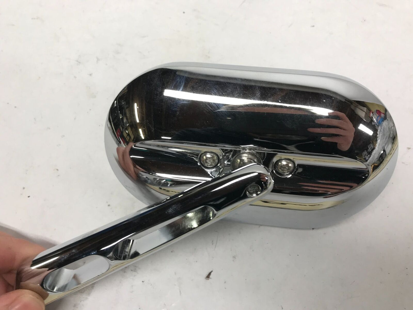 Harley Davidson Custom Shopper Chrome Slotted Oval Left Rear View Mirror