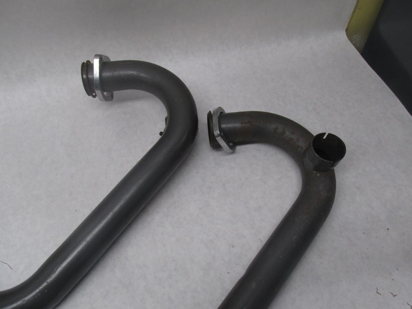 Pair of Vintage Motorcycle Exhaust Headers Twin Cylinder Benelli Guzzi?