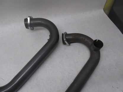 Pair of Vintage Motorcycle Exhaust Headers Twin Cylinder Benelli Guzzi?