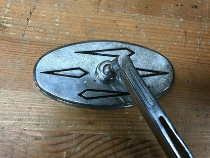 Chrome Oval Mirror Right Side Used Old School Patina Tribal Look Chopper Bobber