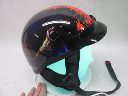 Outlaw Black and Red Medium M T-70 Motorcycle Half Helmet 57-58cm