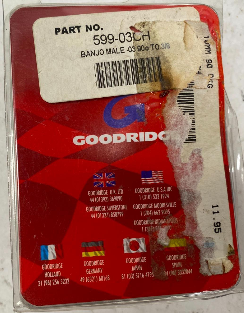 Goodridge Chrome 3/8 10mm 90 degree Banjo Fitting # 599-03CH