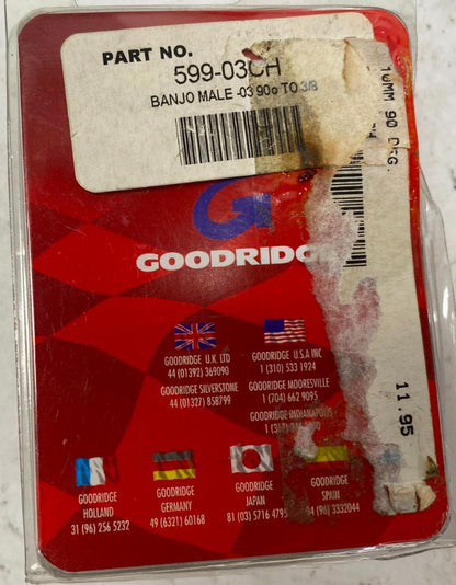 Goodridge Chrome 3/8 10mm 90 degree Banjo Fitting # 599-03CH