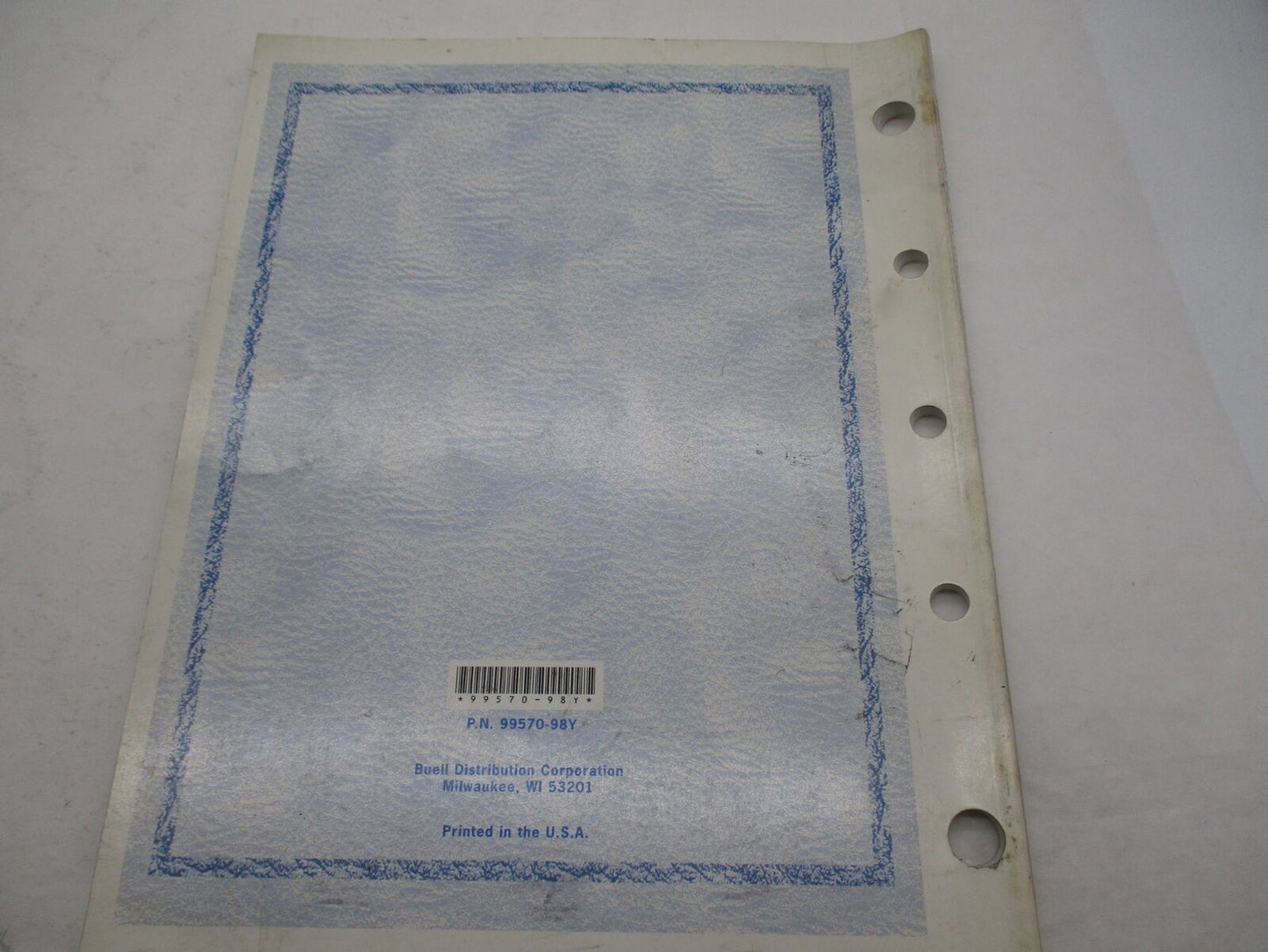 Harley Buell Official 1997-1998 Thunderbolt S3 / S3T  Parts Catalog 99570-98Y