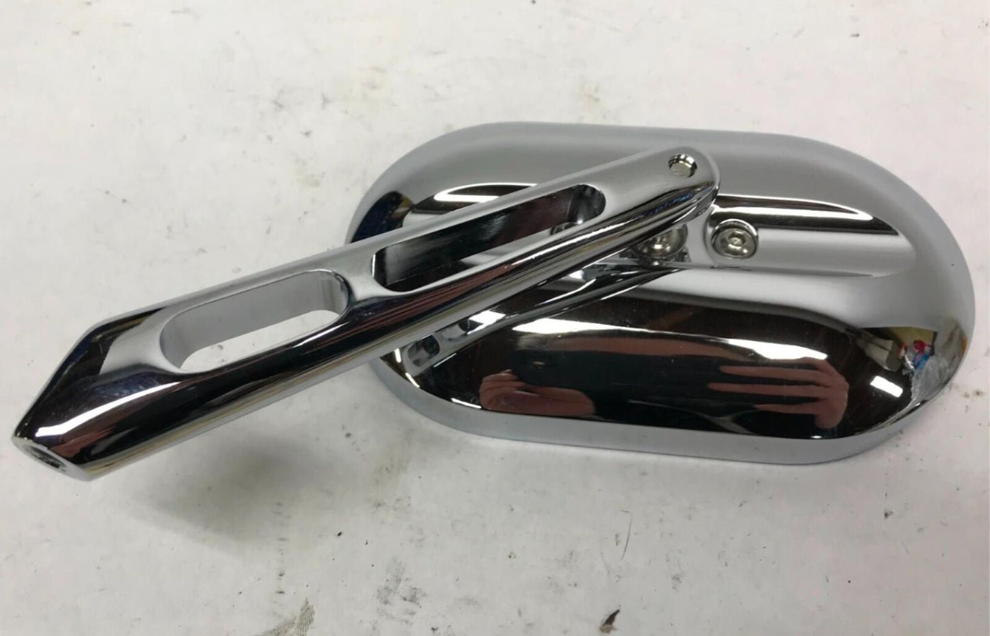 Harley Davidson Custom Shopper Chrome Slotted Oval Left Rear View Mirror