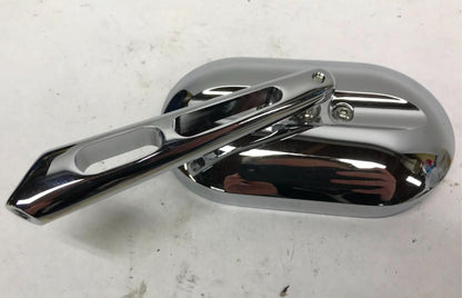 Harley Davidson Custom Shopper Chrome Slotted Oval Left Rear View Mirror