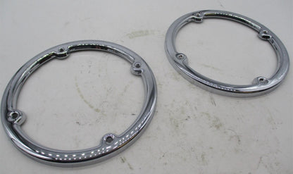 Pair of Harley Davidson Chrome Round Tour Pak Speaker Trim Rings 2014-22