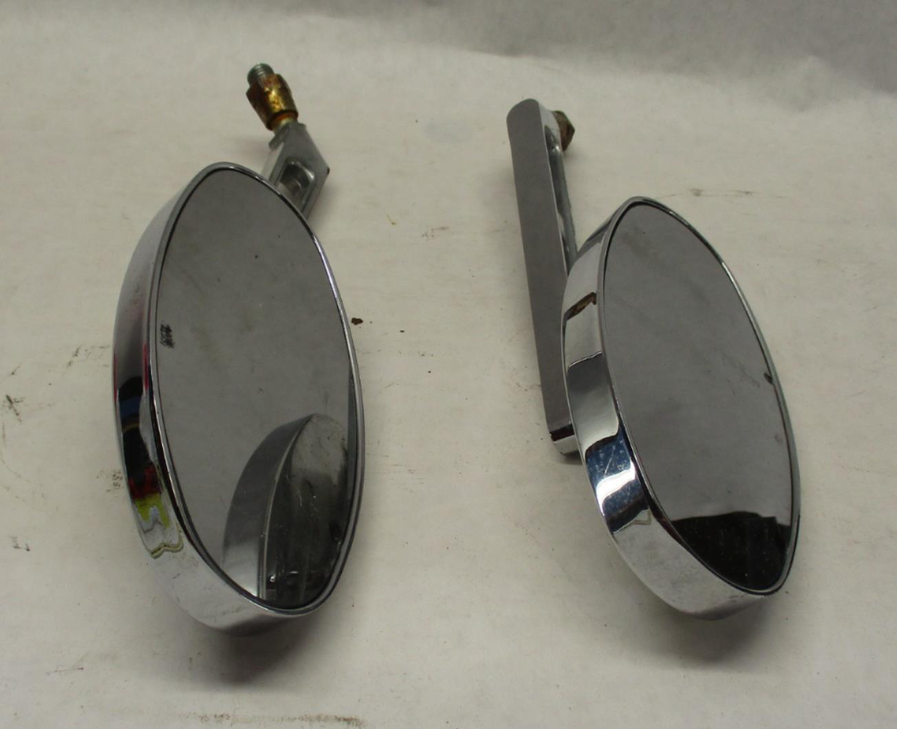 Harley Chrome Set Oval Custom Mirrors Slotted Sportster Softail Dyna