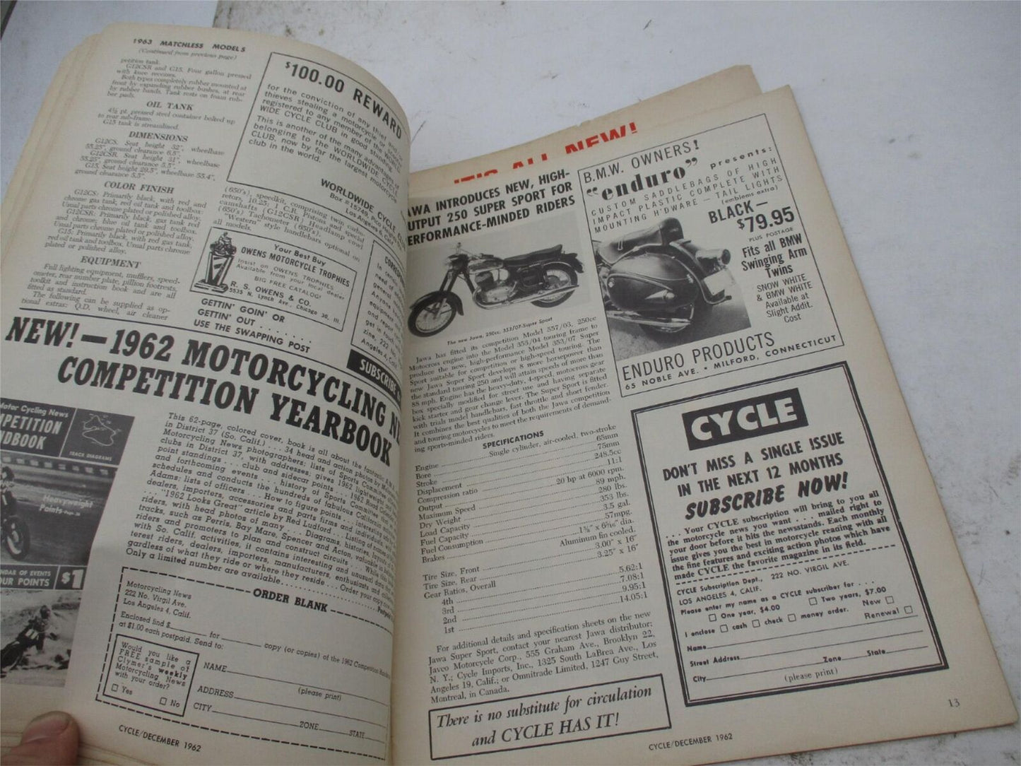 Vintage Cycle December 1962 Motorcycle Magazine